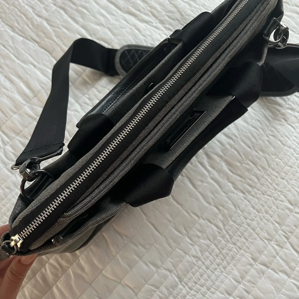 Booq Black Leather and Gray Laptop Messenger Bag